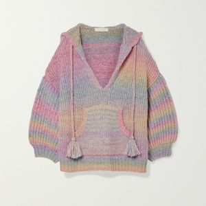 Loveshackfancy Remington Hooded Rainbow Sweater